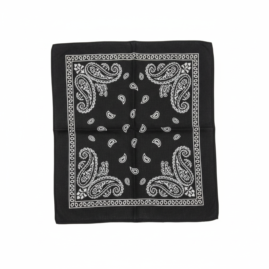 Black paisley motorcycle bandana