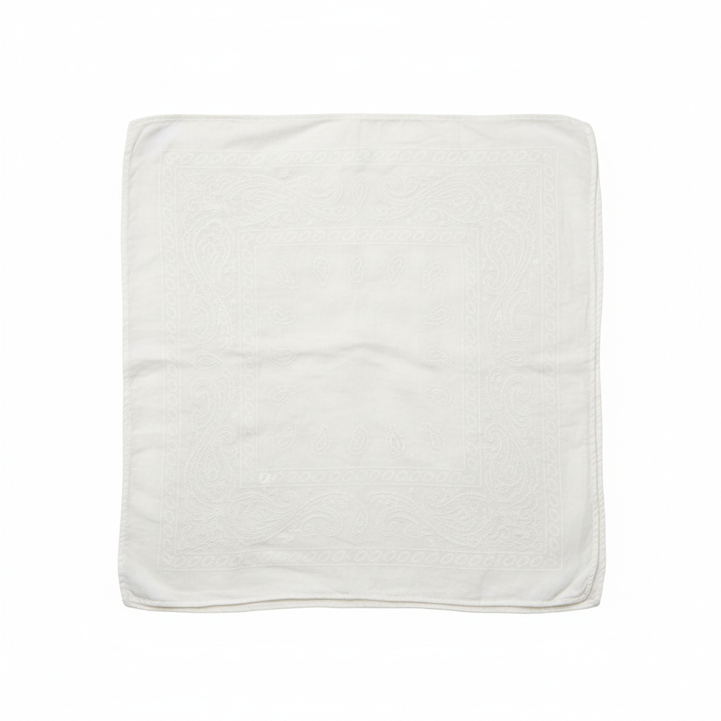 White paisley motorcycle bandana
