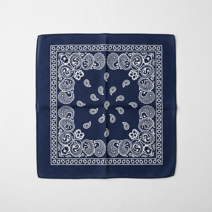 Navy blue paisley motorcycle bandana